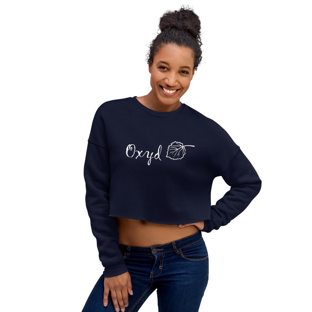 OXYD® Leaf White Bella + Canvas 7503 Women's Fleece Crop Sweatshirt