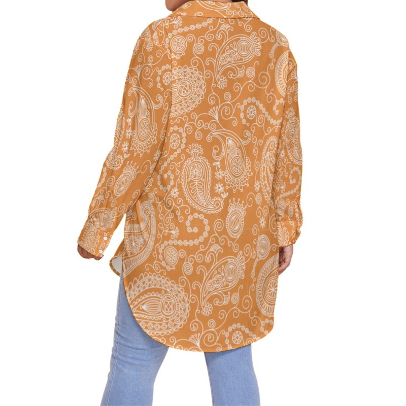 California Orange Shirt With Long Sleeve - Plus Size