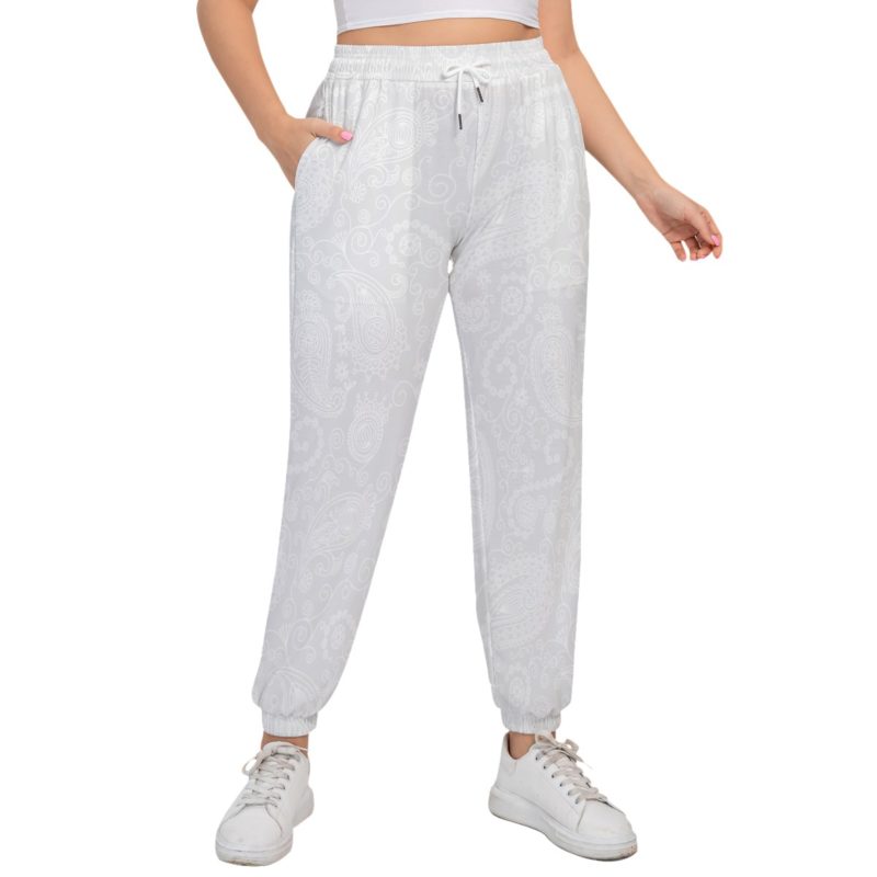 Orchid Mist Grey Sports Trousers With Waist Drawstring - Plus Size