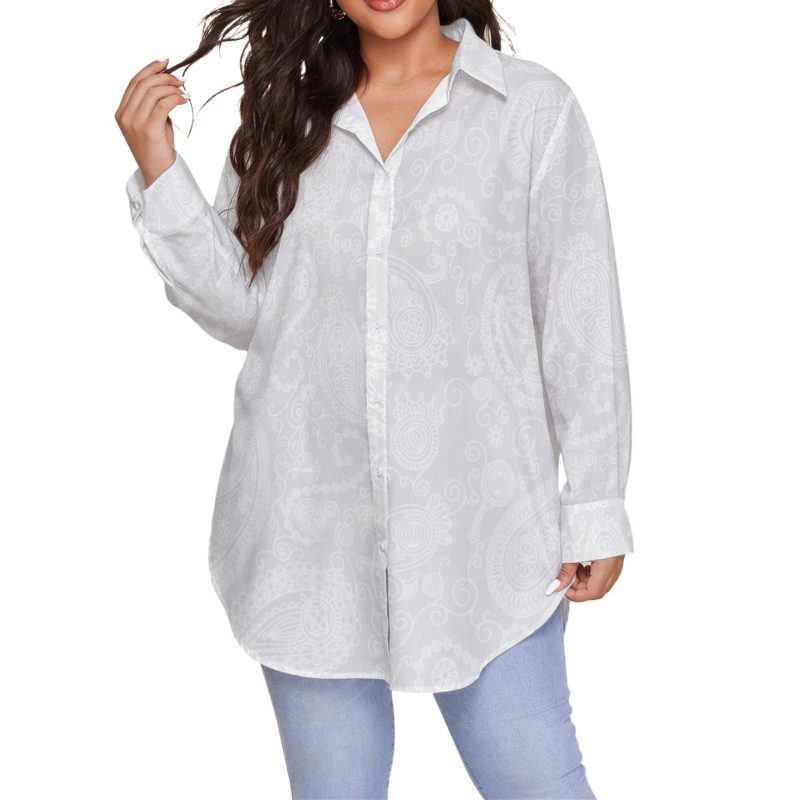 Orchid Mist Grey Shirt With Long Sleeve - Plus Size